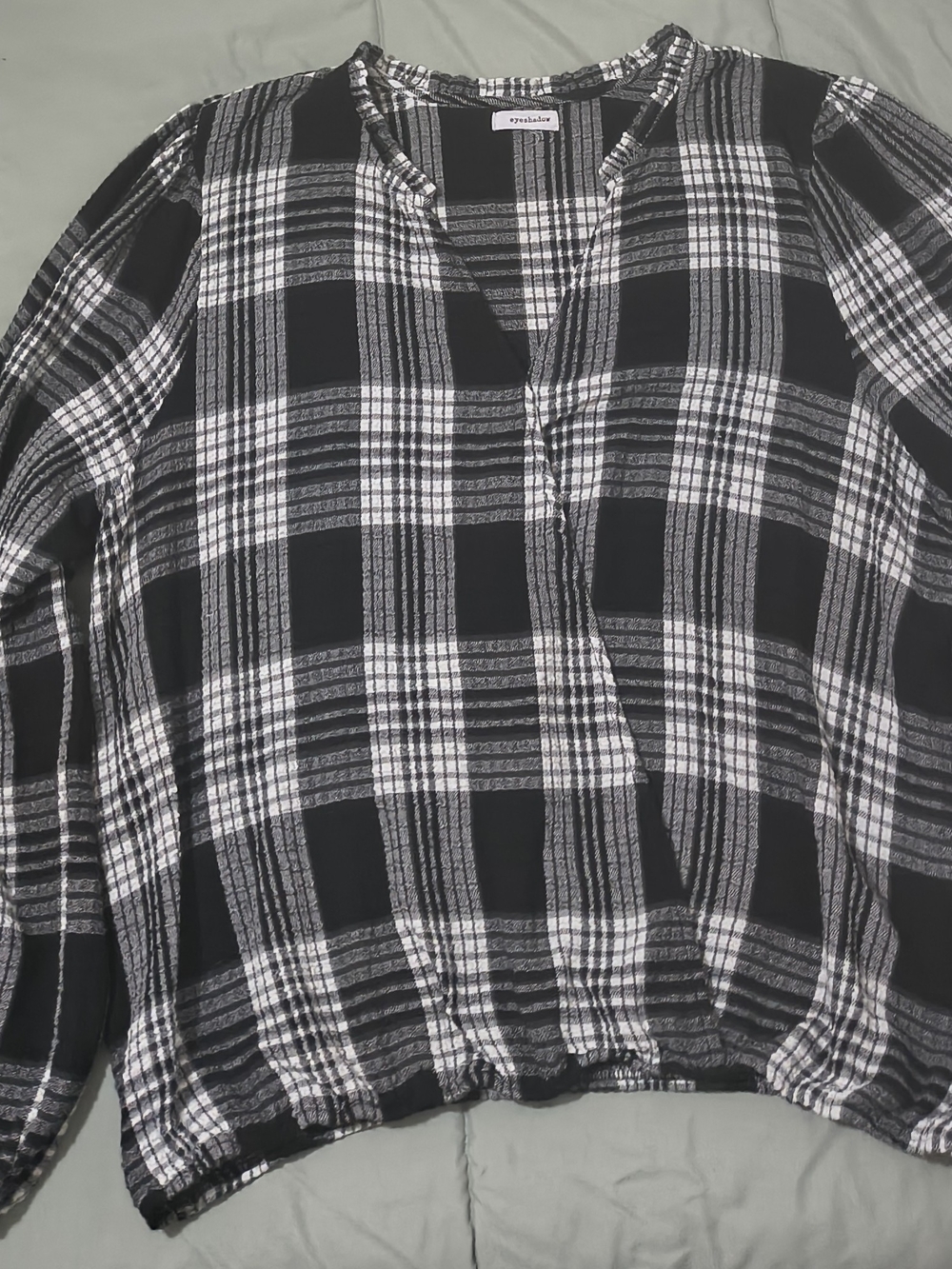 Black and White Plaid Tunic Blouse